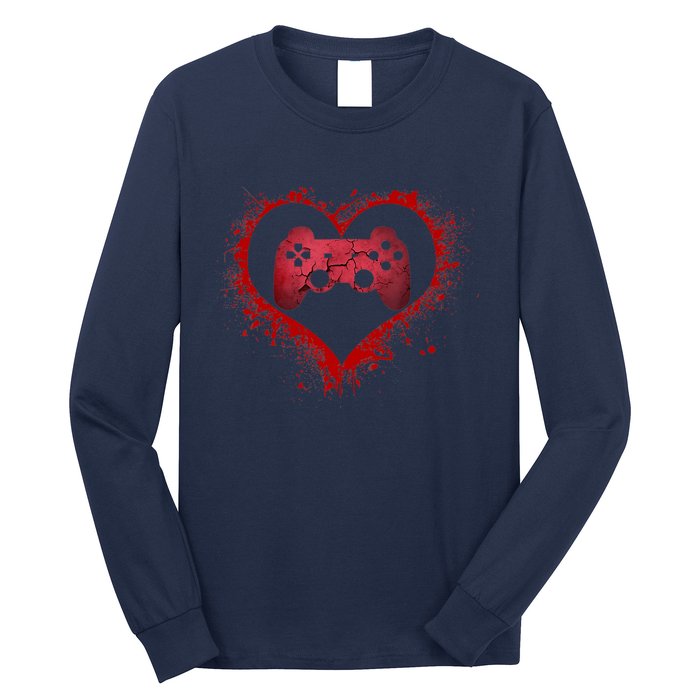 Gamer Heart Valentines Day Video Games Boy Long Sleeve Shirt