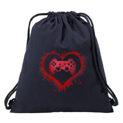 Gamer Heart Valentines Day Video Games Boy Drawstring Bag