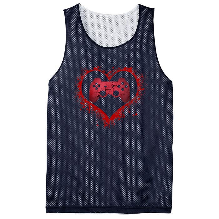 Gamer Heart Valentines Day Video Games Boy Mesh Reversible Basketball Jersey Tank