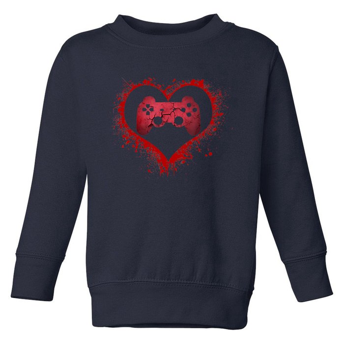 Gamer Heart Valentines Day Video Games Boy Toddler Sweatshirt