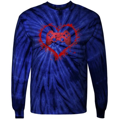 Gamer Heart Valentines Day Video Games Boy Tie-Dye Long Sleeve Shirt