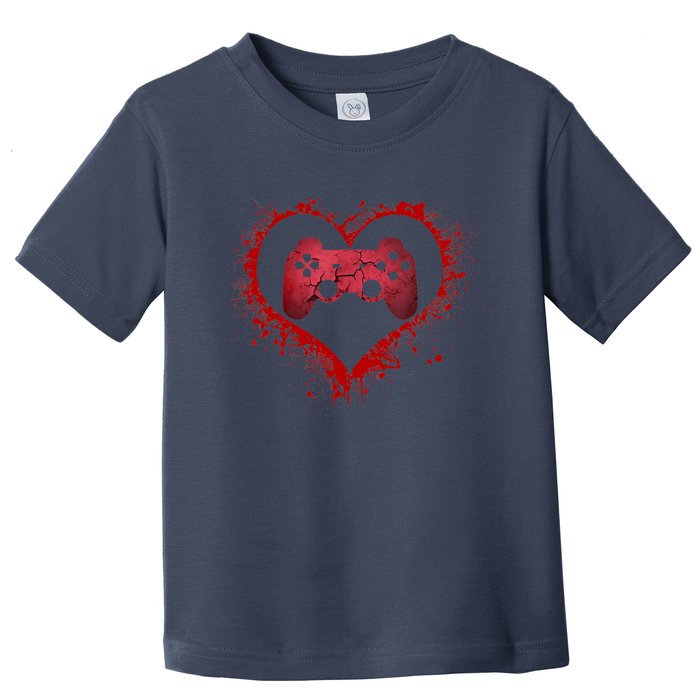 Gamer Heart Valentines Day Video Games Boy Toddler T-Shirt