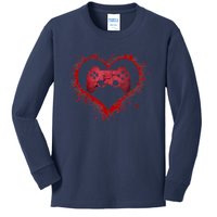 Gamer Heart Valentines Day Video Games Boy Kids Long Sleeve Shirt