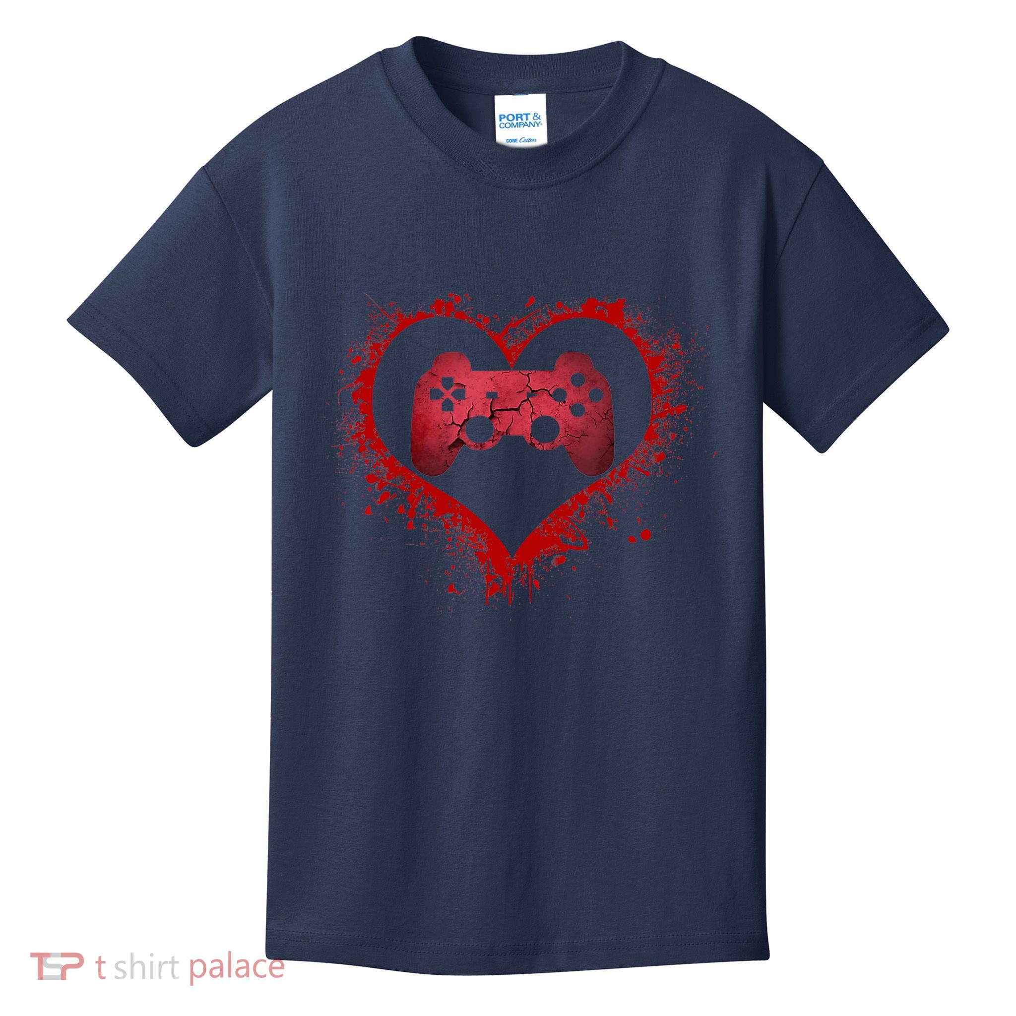 Gamer Heart Valentines Day Video Games Boy Kids T-Shirt
