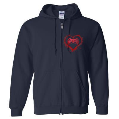 Gamer Heart Valentines Day Video Games Boy Full Zip Hoodie