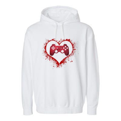 Gamer Heart Valentines Day Video Games Boy Garment-Dyed Fleece Hoodie