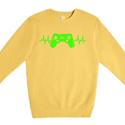 Gamer Heartbeat Video Games Ns Gaming Gift Premium Crewneck Sweatshirt