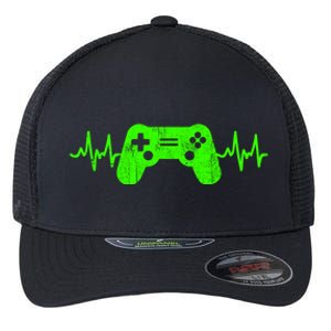 Gamer Heartbeat Video Games Ns Gaming Gift Flexfit Unipanel Trucker Cap