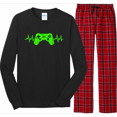 Gamer Heartbeat Video Games Ns Gaming Gift Long Sleeve Pajama Set