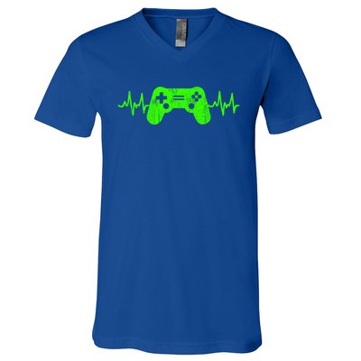 Gamer Heartbeat Video Games Ns Gaming Gift V-Neck T-Shirt