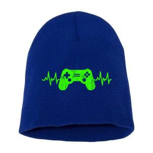 Gamer Heartbeat Video Games Ns Gaming Gift Short Acrylic Beanie