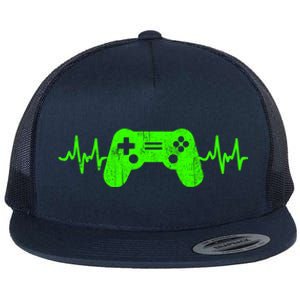 Gamer Heartbeat Video Games Ns Gaming Gift Flat Bill Trucker Hat