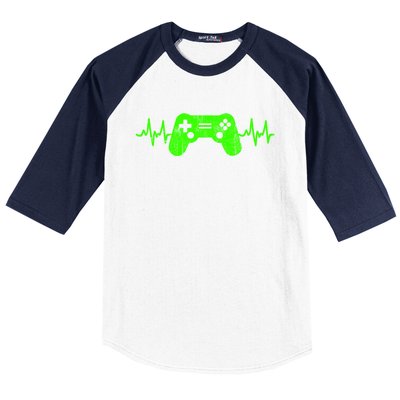 Gamer Heartbeat Video Games Ns Gaming Gift Baseball Sleeve Shirt