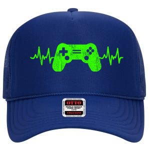 Gamer Heartbeat Video Games Ns Gaming Gift High Crown Mesh Back Trucker Hat