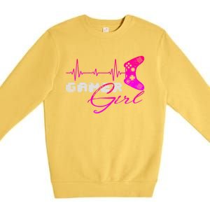 Gamer Heartbeat Video Games Controller Gaming Funny Gift Premium Crewneck Sweatshirt