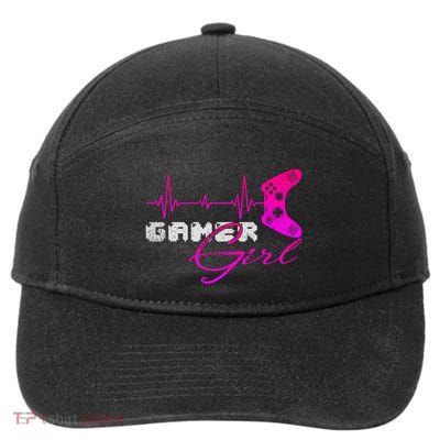 Gamer Heartbeat Video Games Controller Gaming Funny Gift 7-Panel Snapback Hat