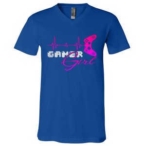 Gamer Heartbeat Video Games Controller Gaming Funny Gift V-Neck T-Shirt