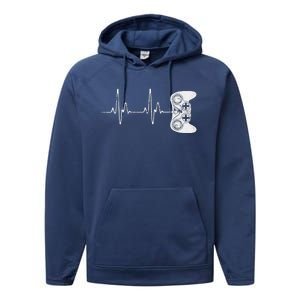 Gamer Heartbeat Video Game Lover Performance Fleece Hoodie