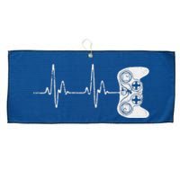 Gamer Heartbeat Video Game Lover Large Microfiber Waffle Golf Towel