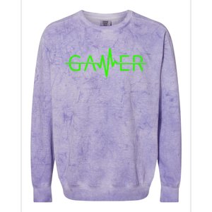 Gamer Heartbeat Video Games Gaming Nager Graphic Gift Colorblast Crewneck Sweatshirt