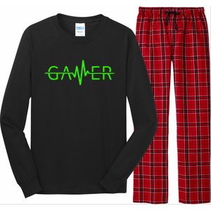 Gamer Heartbeat Video Games Gaming Nager Graphic Gift Long Sleeve Pajama Set