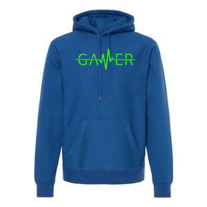 Gamer Heartbeat Video Games Gaming Nager Graphic Gift Premium Hoodie