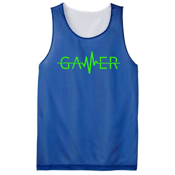 Gamer Heartbeat Video Games Gaming Nager Graphic Gift Mesh Reversible Basketball Jersey Tank