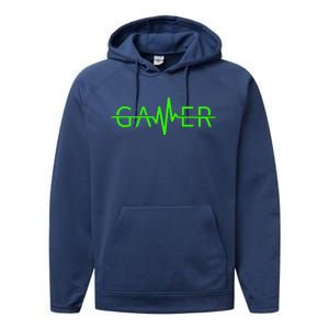 Gamer Heartbeat Video Games Gaming Nager Graphic Gift Performance Fleece Hoodie