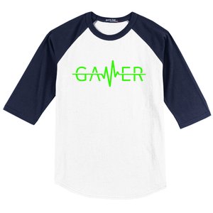 Gamer Heartbeat Video Games Gaming Nager Graphic Gift Baseball Sleeve Shirt