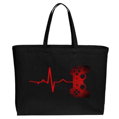 Gamer Heartbeat Video Games Gaming Cotton Canvas Jumbo Tote