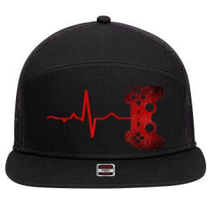 Gamer Heartbeat Video Games Gaming 7 Panel Mesh Trucker Snapback Hat