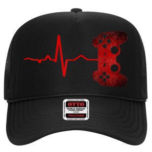 Gamer Heartbeat Video Games Gaming High Crown Mesh Back Trucker Hat