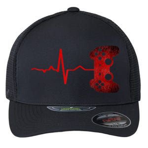 Gamer Heartbeat Video Games Gaming Flexfit Unipanel Trucker Cap