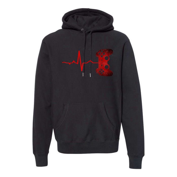 Gamer Heartbeat Video Games Gaming Premium Hoodie