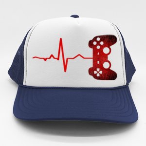 Gamer Heartbeat Video Games Gaming Trucker Hat