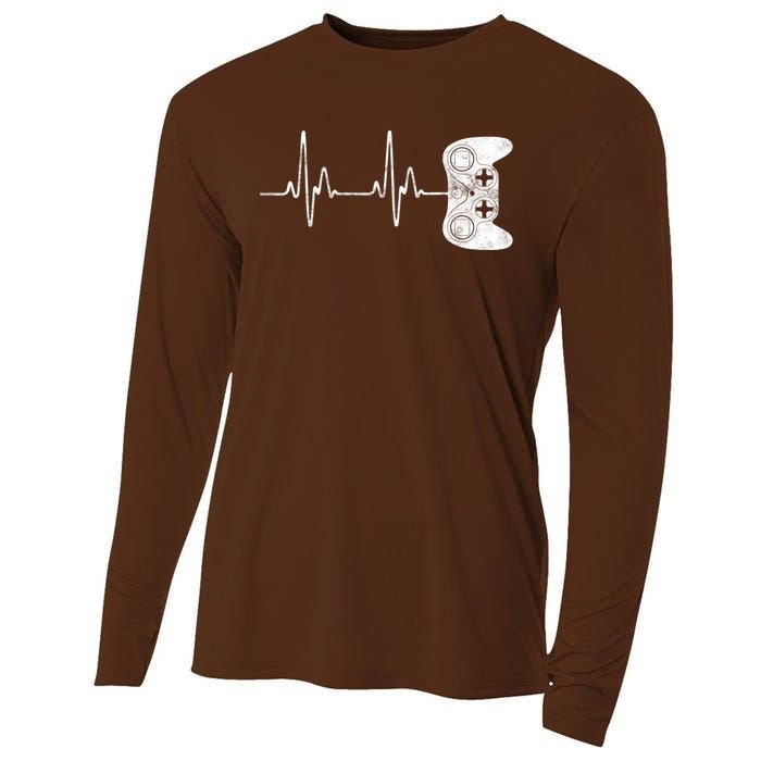 Gamer Heartbeat Video Game Lover Gift Cooling Performance Long Sleeve Crew