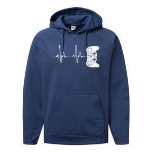 Gamer Heartbeat Video Game Lover Gift Performance Fleece Hoodie