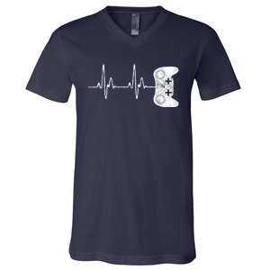 Gamer Heartbeat Video Game Lover Gift V-Neck T-Shirt