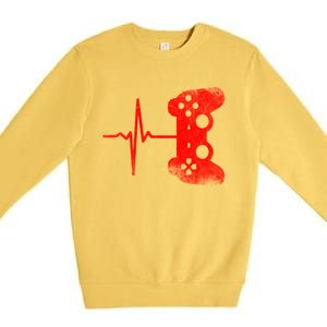 Gamer Heartbeat Video Games Gaming Gift Premium Crewneck Sweatshirt