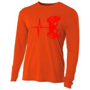 Gamer Heartbeat Video Games Gaming Gift Cooling Performance Long Sleeve Crew