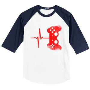 Gamer Heartbeat Video Games Gaming Gift Baseball Sleeve Shirt