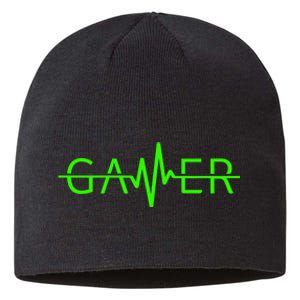 Gamer Heartbeat Video Games Gaming Graphic Sustainable Beanie