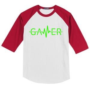 Gamer Heartbeat Video Games Gaming Graphic Kids Colorblock Raglan Jersey