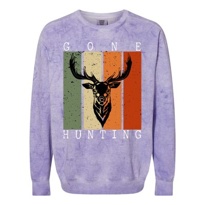 Gone Hunting Vintage Deer Hunting Lover Hunter And Gift Colorblast Crewneck Sweatshirt