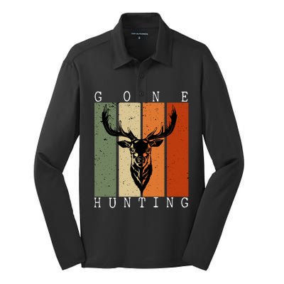 Gone Hunting Vintage Deer Hunting Lover Hunter And Gift Silk Touch Performance Long Sleeve Polo