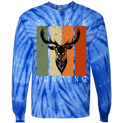 Gone Hunting Vintage Deer Hunting Lover Hunter And Gift Tie-Dye Long Sleeve Shirt