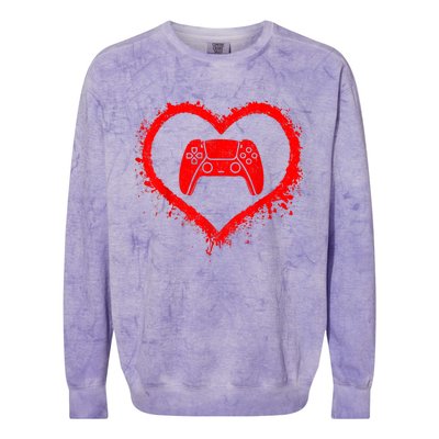 Gamer Heart Valentines Day Video Games Colorblast Crewneck Sweatshirt