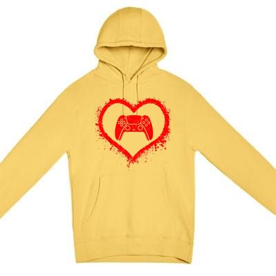 Gamer Heart Valentines Day Video Games Premium Pullover Hoodie