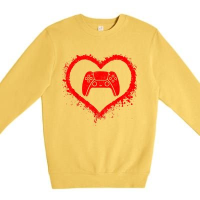 Gamer Heart Valentines Day Video Games Premium Crewneck Sweatshirt