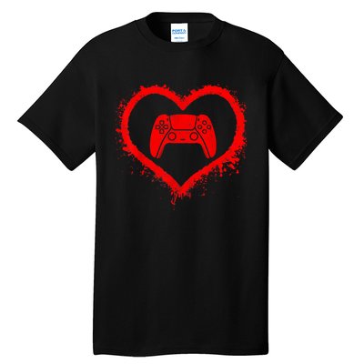 Gamer Heart Valentines Day Video Games Tall T-Shirt